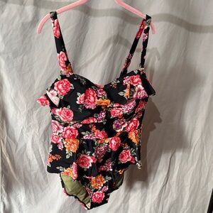 Terra & Sky Floral One Piece Swimsuit - Black and Pink